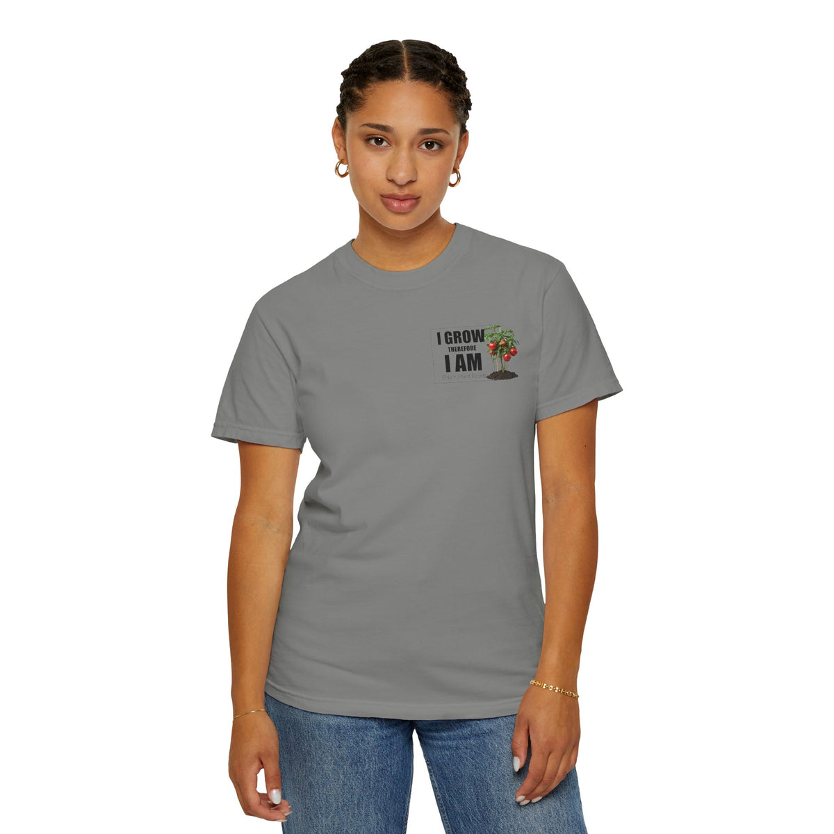 Gardening T-Shirt - "I Grow, Therefore I Am" - Tomato Design