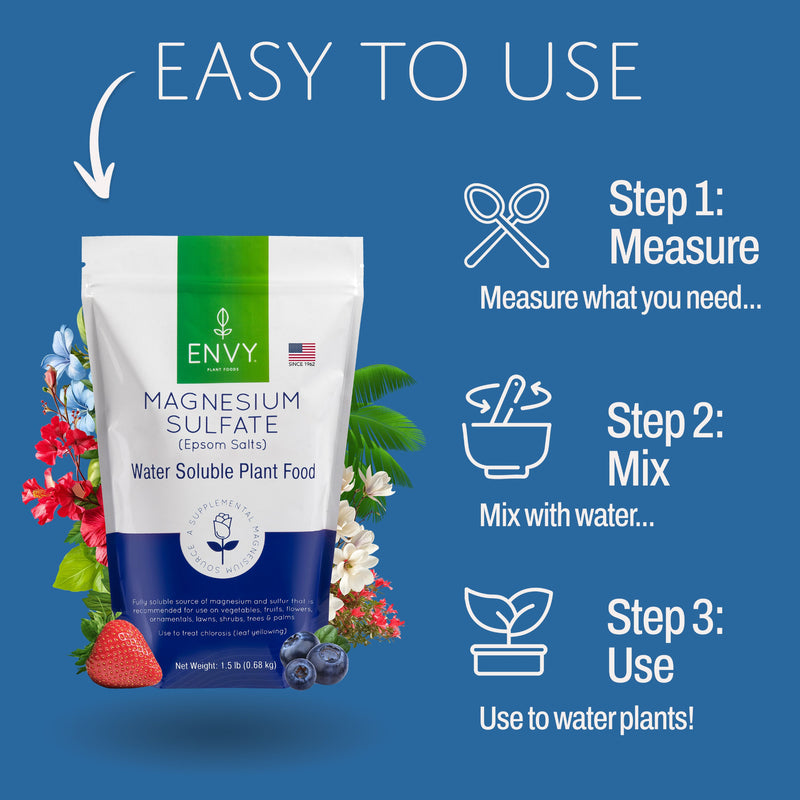 How to Use image for ENVY Plant Foods Magnesium Sulfate Fertilizer